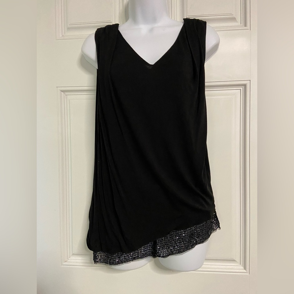 T8a- DIESEL Black Sleeveless SEQUINED Layer Top *OVERSIZED